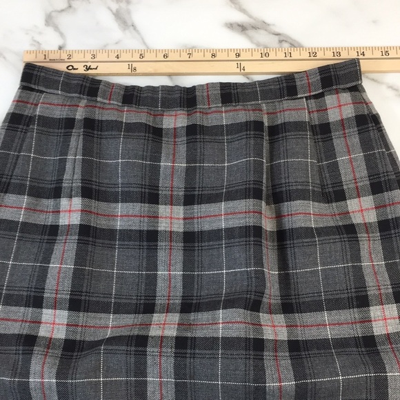 Pendleton Skirt Womens 10P Gray Black Plaid Virgin Wool Midi Vintage - Picture 7 of 11